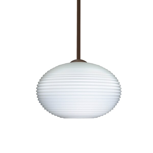 Besa Lighting Pape 12 Cord Pendant, Opal Ribbed, Bronze Finish, 1x100W Incandescent 1TT-491307-BR - main